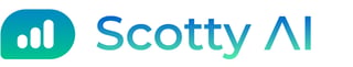Scotty AI logo with teal rounded rectangle icon containing white bar chart symbol